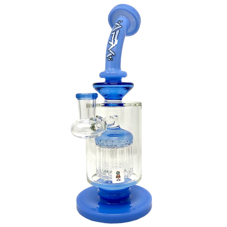 9" AFM Flex Double Color Arm Glass Dab Rig with Showerhead Perc and Bent Neck on White Background