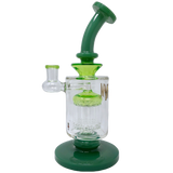 9" AFM Flex Double Color Arm Glass Dab Rig with Showerhead Perc, Bent Neck - Front View