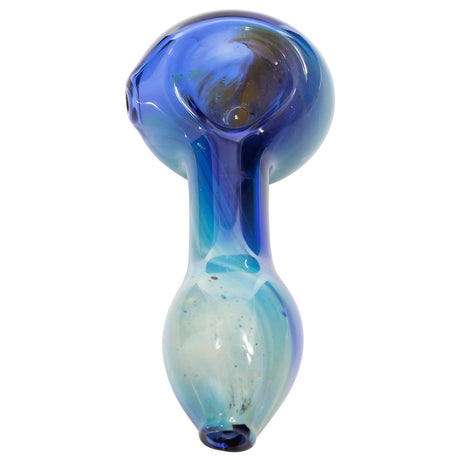 LA Pipes Nebula Spoon - Compact Borosilicate Glass Hand Pipe with Swirl Design, Front View