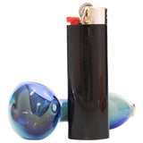 LA Pipes Nebula Spoon Hand Pipe with Swirling Blue Design, Compact and Portable, Side View