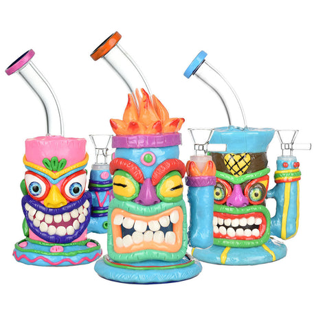 Neon Tiki 3D Painted Water Pipes 8.5" Assorted Styles with Borosilicate Glass