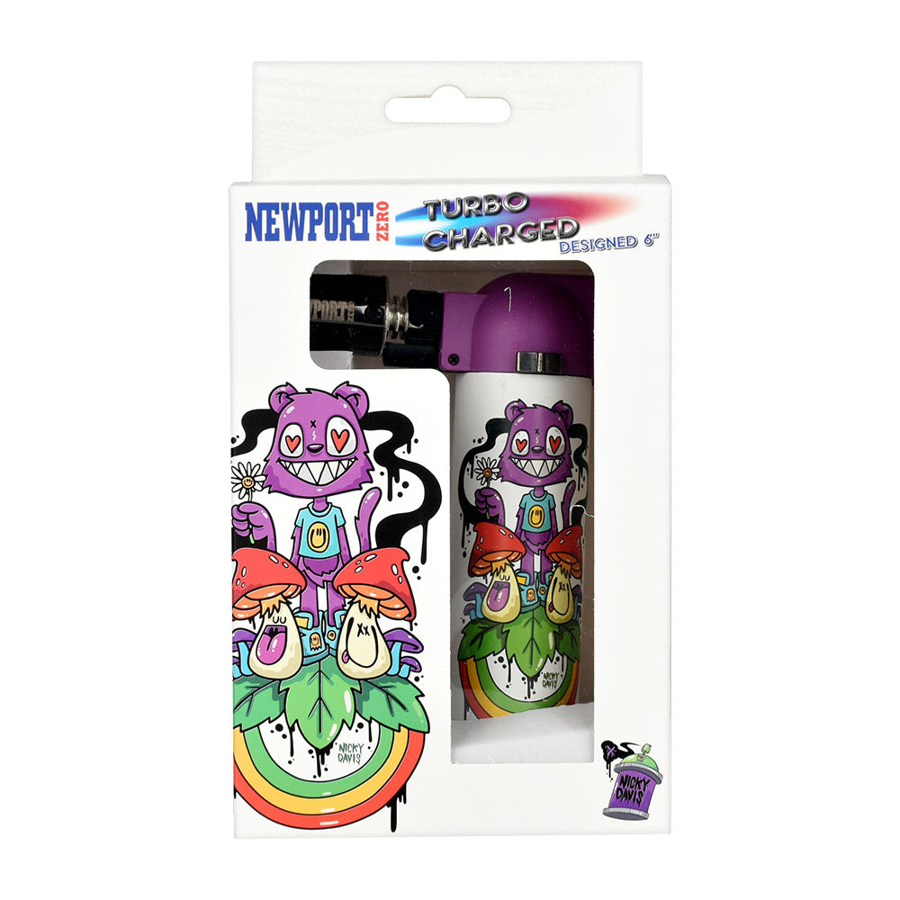 Newport Zero Nicky Davis Ghost Gang Butane Torch in packaging, vibrant graffiti design