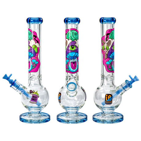 Nicky Davis Ghost Gang Bubble Base Bongs, 15" tall, 14mm Female Joint, Borosilicate Glass, Front View
