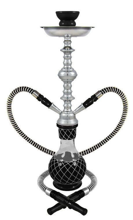 Nicolette 19" 2-Hose Premium Hookah with sleek design and black accents, front view on white background