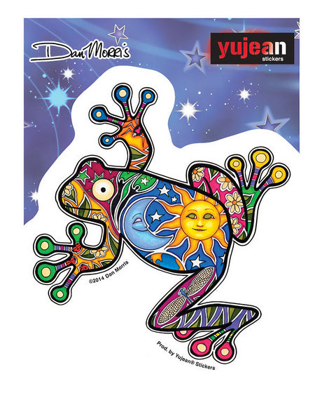 Dan Morris Night Day Frog Sticker by Yujean featuring vibrant multicolor design, fun & compact