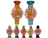 AFM Glass Triple Arm Perc Dab Rigs with Quartz Banger & Carb Cap, Borosilicate, Front View