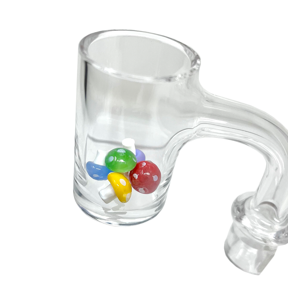 AFM Glass Accessory with Colorful Mushroom Marble Pearls, Borosilicate - Angled View