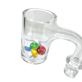 AFM Glass Accessory with Colorful Mushroom Marble Pearls, Borosilicate - Angled View