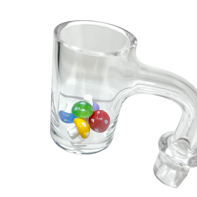 AFM Glass Accessory with Colorful Mushroom Marble Pearls, Borosilicate - Angled View