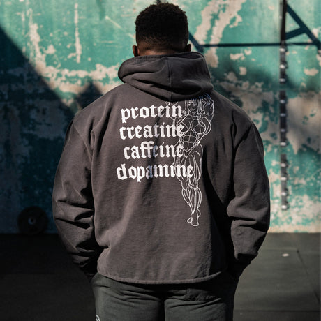 Protein Boxy Cropped 500GSM Hoodie (Gunmetal)