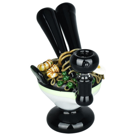 Borosilicate Glass Noodle Dish Bubbler Hand Pipe, 6.25" with 14mm Female Joint, Front View