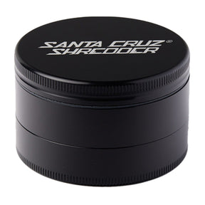Santa Cruz Shredder Large 3 Piece Grinder in Black, Portable Aluminum Design, Top View
