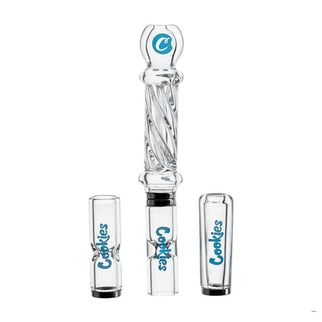 Cookies Pocket Hitters Chillum made from Borosilicate glass, front view on white background