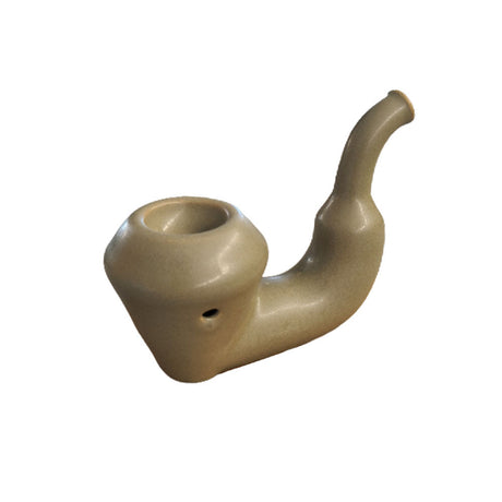 Moss Green Oak And Earth Creations Ceramic Sherlock Pipe, Angled Side View