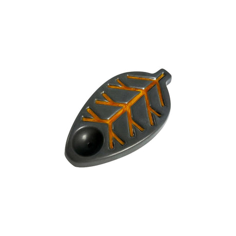 Oak and Earth Leaf-Shaped Ceramic Pipe, 4.5" Compact Size, Artisan Crafted in Canada - Angled View