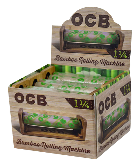 OCB 1 1/4" Bamboo Rollers 6-Pack display box for easy rolling of dry herbs