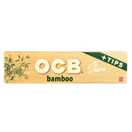 OCB Bamboo Slim Rolling Papers with Tips, Eco-Friendly Packaging, Front View