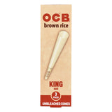 OCB Brown Rice Unbleached Cones 3-Pack Display, 1 1/4" Size, Front View