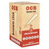 OCB Brown Rice Unbleached Cones 1 1/4" Size 6-Pack Display Box Front View