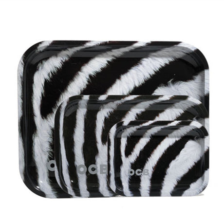 OCB Limited Edition Zebra Print Metal Rolling Tray, 11" x 7", Front View