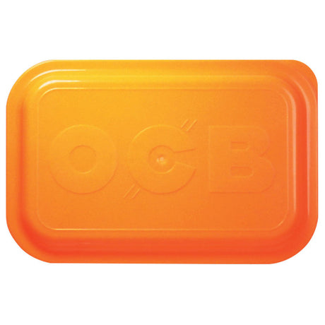 OCB Neon Orange Rolling Tray Lid, Medium Size, Top View on White Background