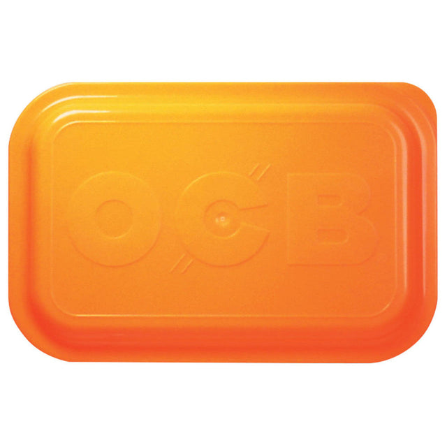 OCB Neon Orange Rolling Tray Lid, Medium Size, Top View on White Background