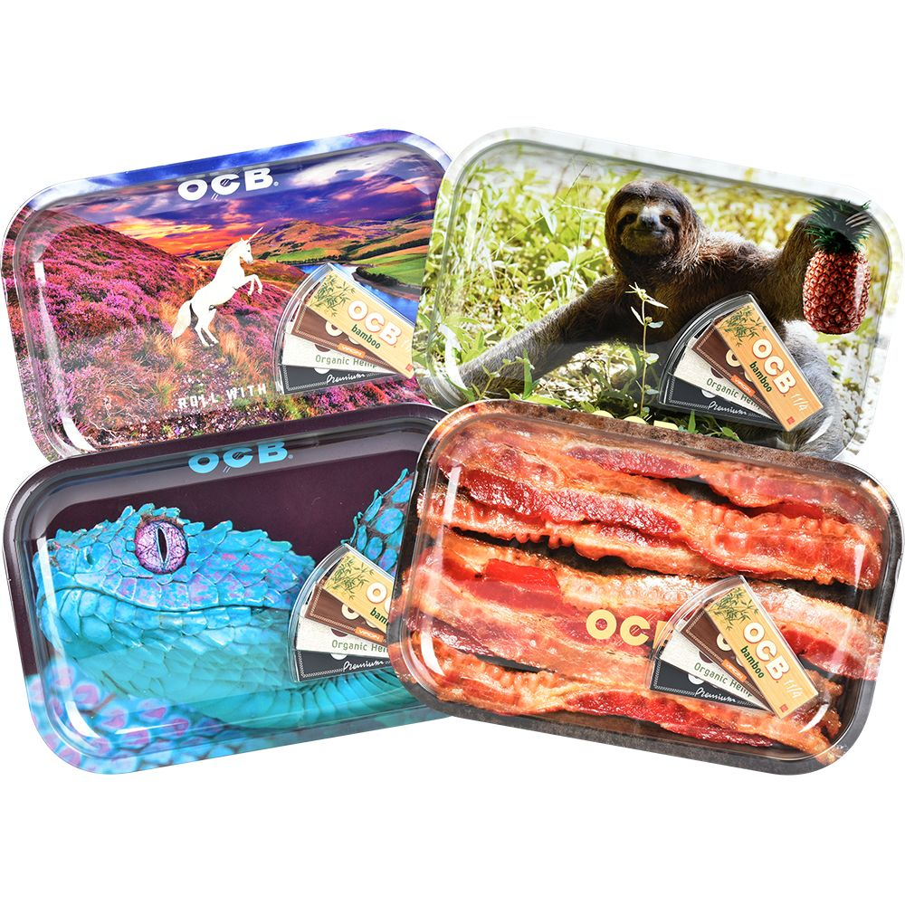 OCB Rolling Papers & Tray Combo | 1 1/4 | Assorted Designs | 12ct Box