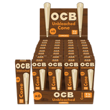 OCB Unbleached Cones 32 Pack, 1 1/4 Size, Display Stand Front View