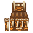 OCB Unbleached King Size Cones 32-Pack Display Box Front View for Dry Herbs
