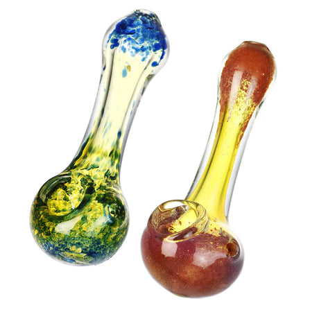 Ocean Flora Glass Spoon Pipes, 3.75" Heavy Wall Borosilicate, For Dry Herbs, Dual View