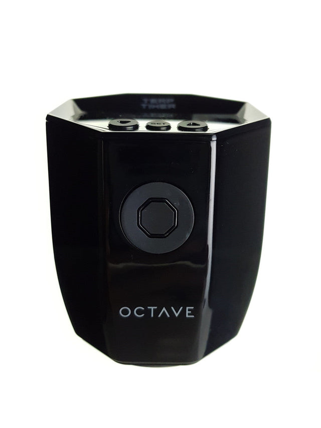 Octave Terp Timer in black, front view, 3.5" high, aluminum body, 1000mAh battery for dab rigs