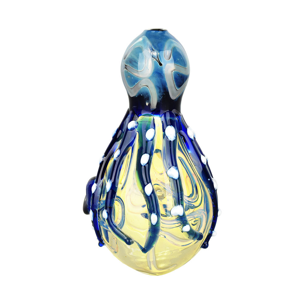 Clear Borosilicate Glass Pipe with Octopus Design, 4.5" Fun Novelty Hand Pipe