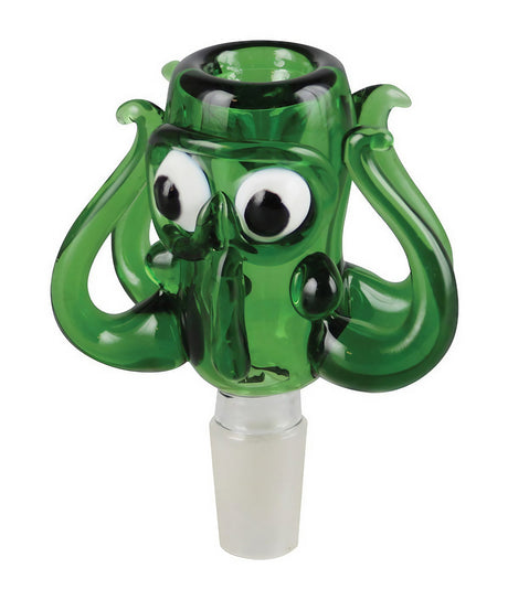 14mm Octopus Herb Slide - Male, Green Borosilicate Glass, Front View for Bongs