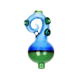 Borosilicate glass bubble carb cap with octopus tentacle design, 25mm diameter, front view on white