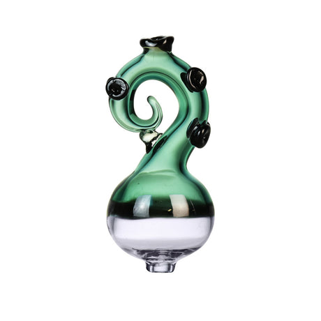 Borosilicate glass bubble carb cap with octopus tentacle design, 25mm diameter, front view