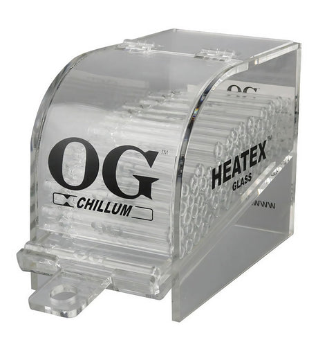 OG Chillum Acrylic Display with 100 Portable 4" Tobacco Tasters - Front View