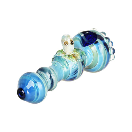Clear Borosilicate Glass Octopus Pipe, 4.5" Spoon Design, Side View on White Background