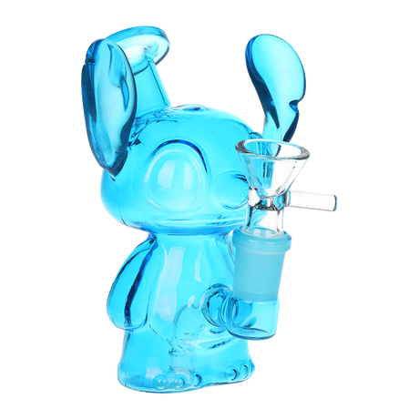 Small 5 inch glass bong in green, blue and smoke with a 14mm male herb slide with handle included