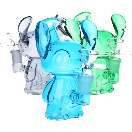 Ohana Friend 5 inch borosilicate glass bong with fixed diffuser downstem, unbranded novelty pipe, 3 pack