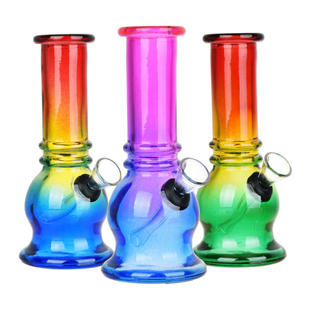 Bell Ombre Glass Mini Water Pipes in vibrant colors with borosilicate glass, front view