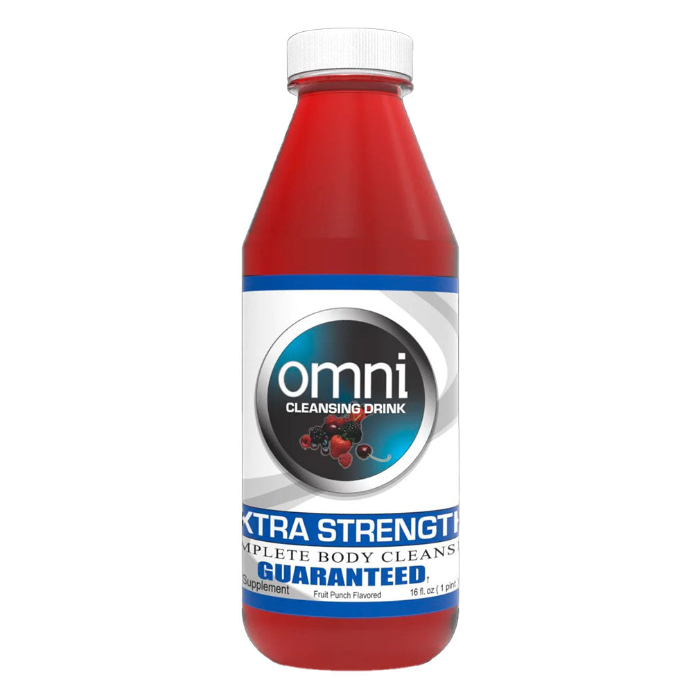 Omni Liquid Detox Drink 16oz bottle, Fruit Punch flavor, front view on white background