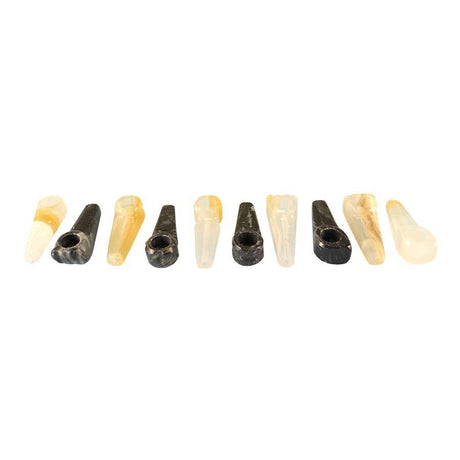Assorted Onyx Tobacco Pipes - Handcrafted 2.5 Inch Smoking Pipes, Front View