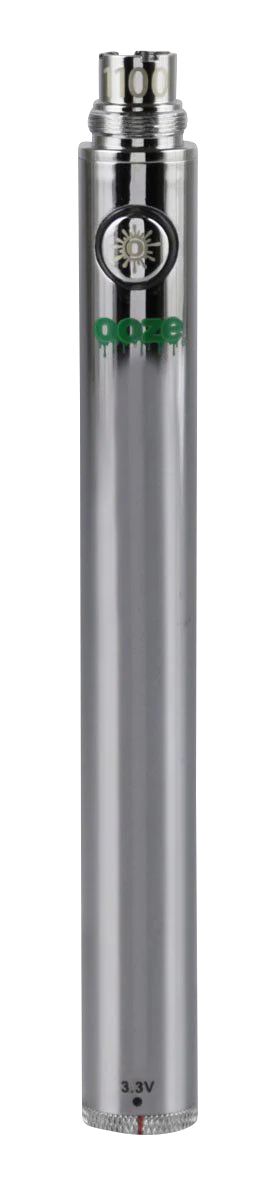Ooze Adjustable Twist 1100mAh Battery in Silver - Front View, 510 Thread for Vaporizers