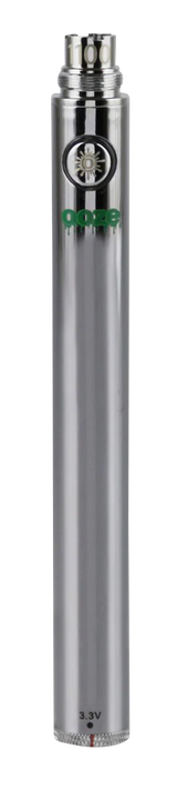 Ooze Adjustable Twist 1100mAh Battery in Silver - Front View, 510 Thread for Vaporizers