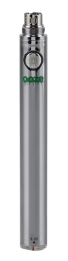 Ooze Adjustable Twist Battery in Silver, 5 Pack - Front View with Voltage Indicator
