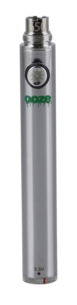 Ooze Adjustable Twist Battery in Silver, 4.25" for Vaporizers, Front View