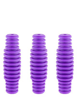 Three Ooze Banger Hanger Silicone Stands in purple, front view, for 14mm and 18mm bangers