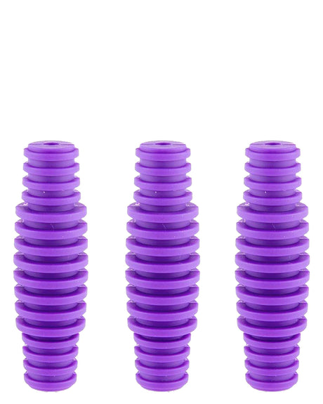 Three Ooze Banger Hanger Silicone Stands in purple, front view, for 14mm and 18mm bangers