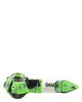 Ooze Bowser Silicone Pipe in Green, Side View, Durable with Quartz Bowl