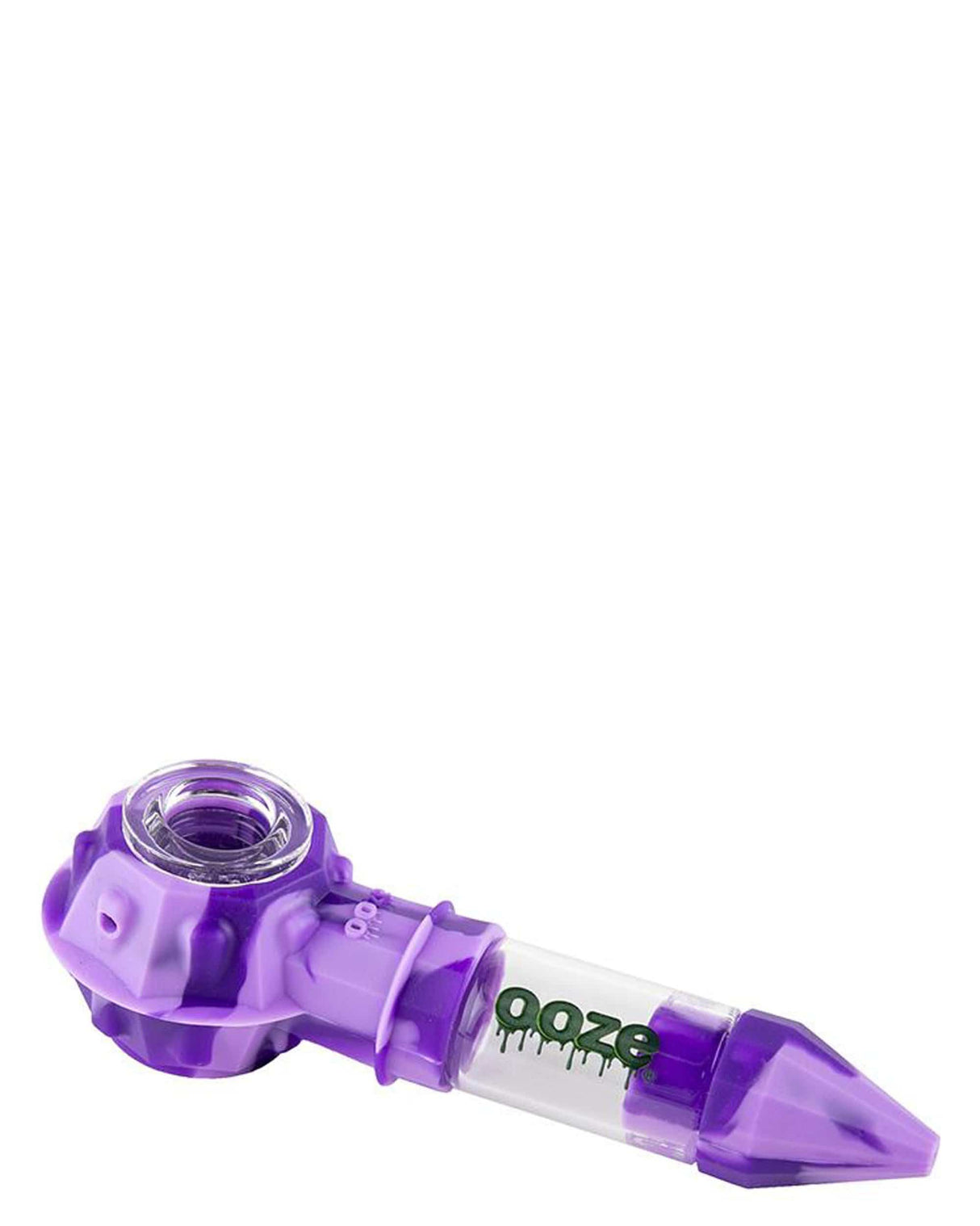 Ooze Bowser Silicone Pipe in Purple - Durable 4" Spoon Design for Dry Herbs, Side View